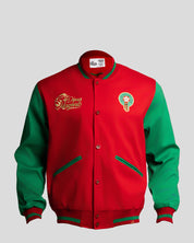 Red and Green Varsity Jacket Dima Maghrib