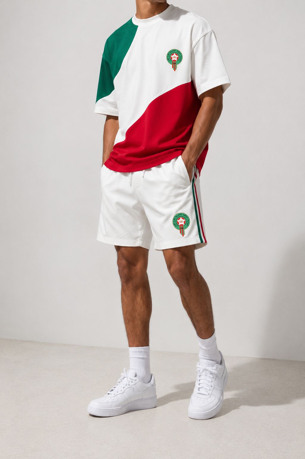 Colorblock Off-White Shorts